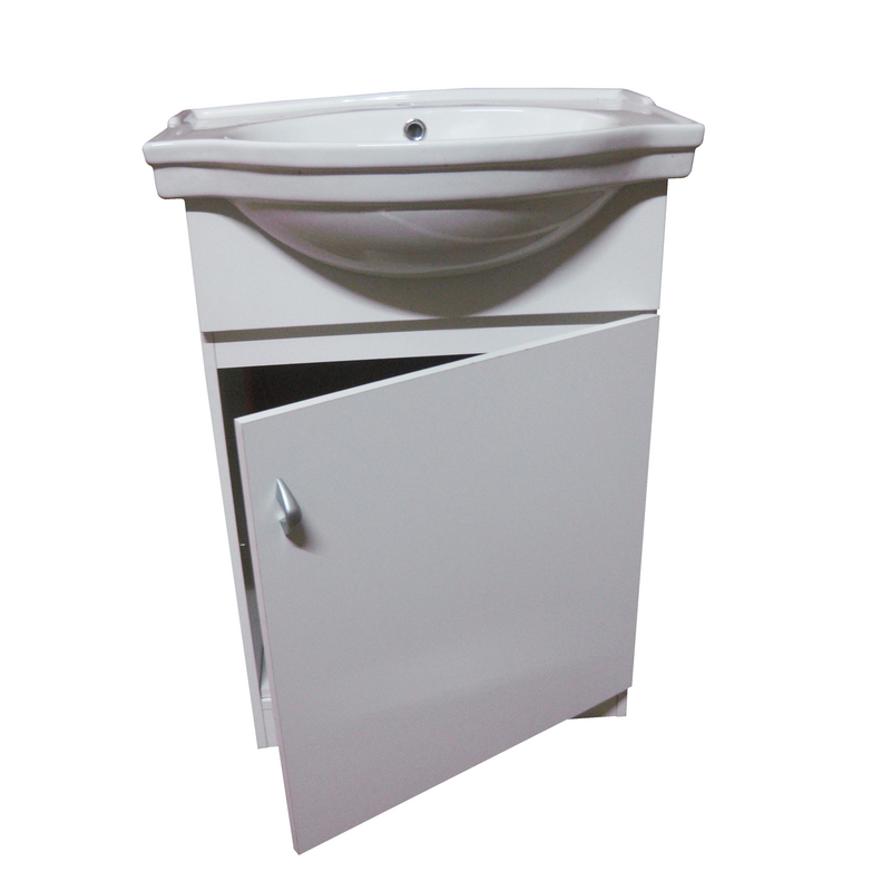 Mueble Para Baño Blanco Con Mesada y Bacha Blanca (0.60 M)