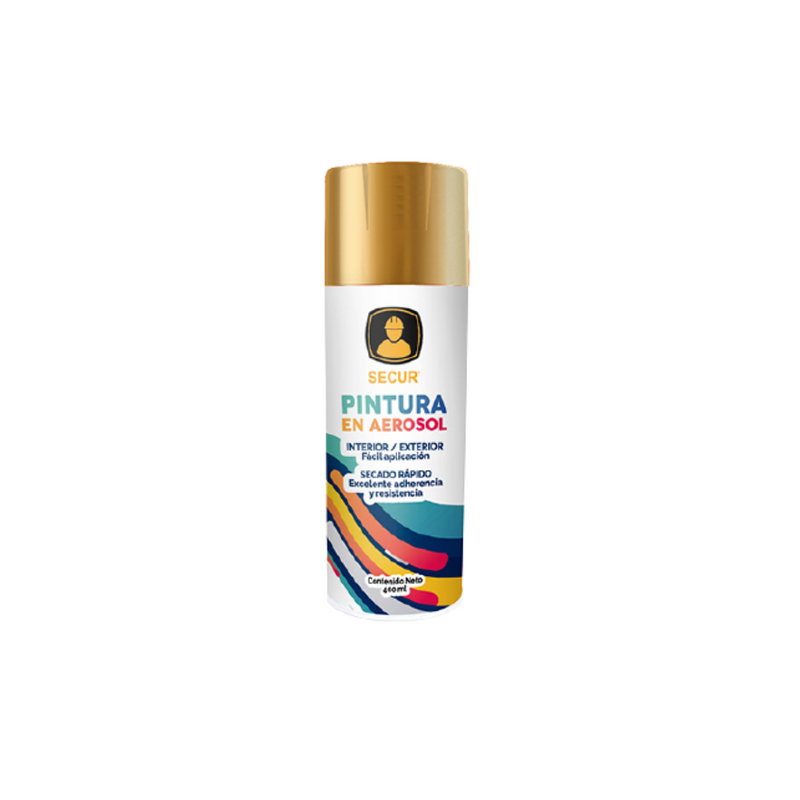 Pinturas En Aerosol Secur - Color Dorado y Cromo