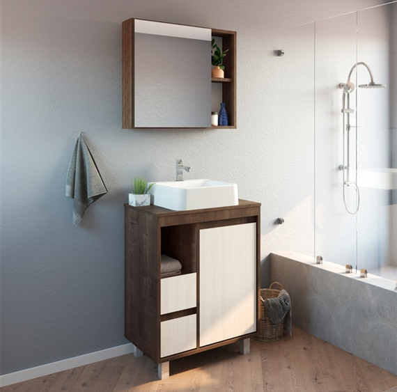 Mueble de Baño Nara 600 - Incluye Bacha y Espejo