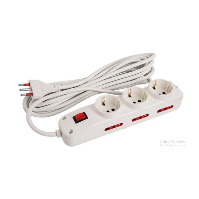 Zapatilla Alargue 3 Tomas Schuko + 6 Modulares Cable 5 Mts